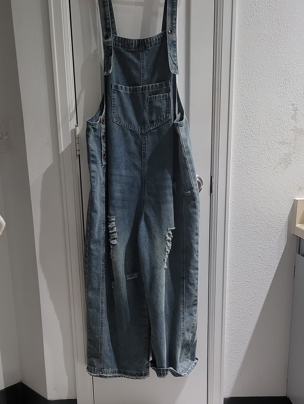 Casual Wide-Leg Denim Overalls - Blue